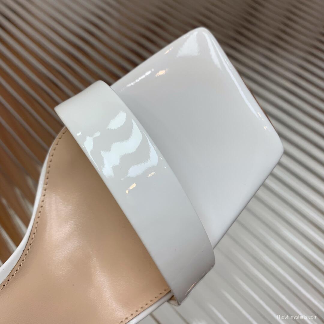 2025 Women Gianvito Rossi White Leather High Heel Slingback Sandals