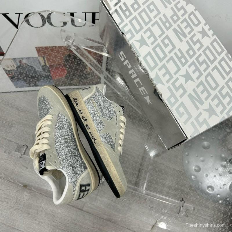 2024 Unisex GGDB Silver Grey Suede Glitter Low Top Sneakers MJ00260