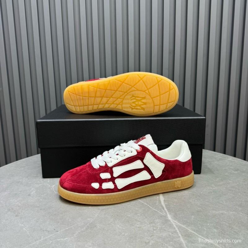 2024 Unisex Amiri Red White Suede Leather Sneakers MJ00300