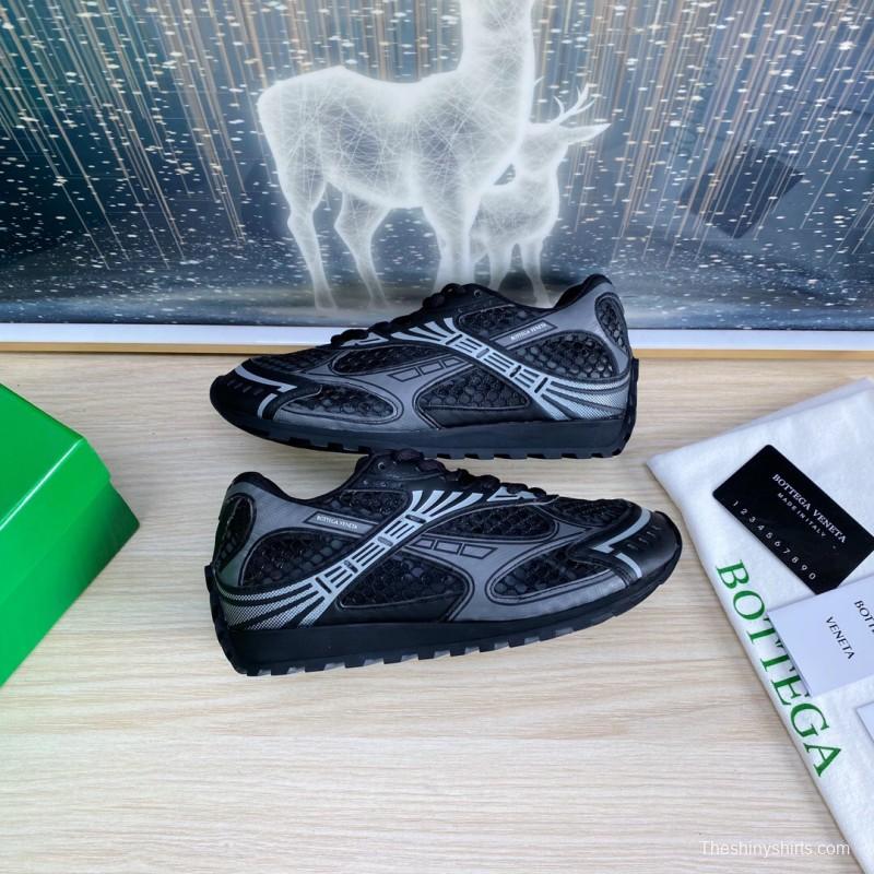 2025 Men BV Black Mesh Leather Sneakers LY00310