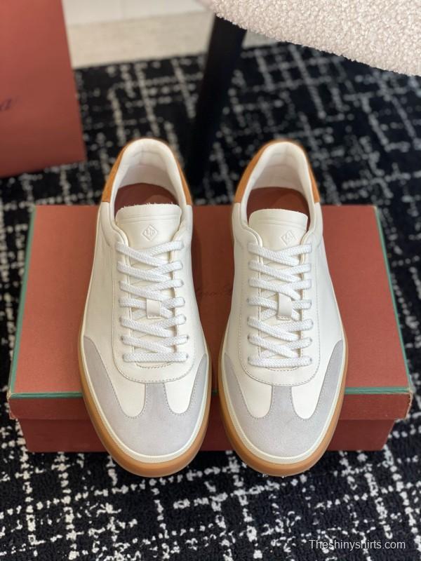 2024 Unisex Loro Piana White Beige Leather Calfskin Plimsolls MJ00320