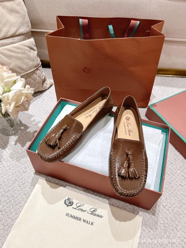 2025 Women Le Parmentier Brown Leather Loafer Tassel LY00291