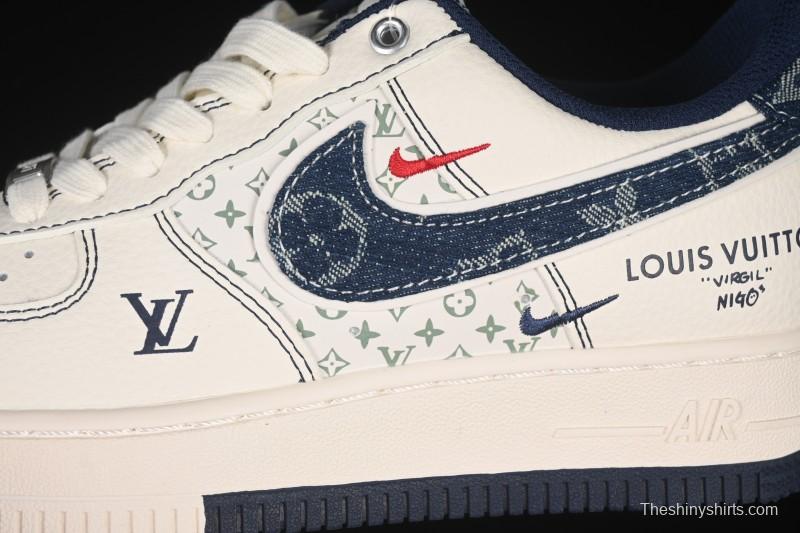 Nike Air Force 1 '07 Low LV Collaboration Dual-Tone Blue Denim Hook Low-Top Casual Sneakers - YX5066-342