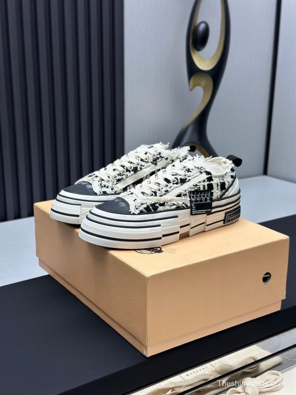2025 Unisex XVESSEL Black White Canvas Plimsolls Hand-painted AS00260