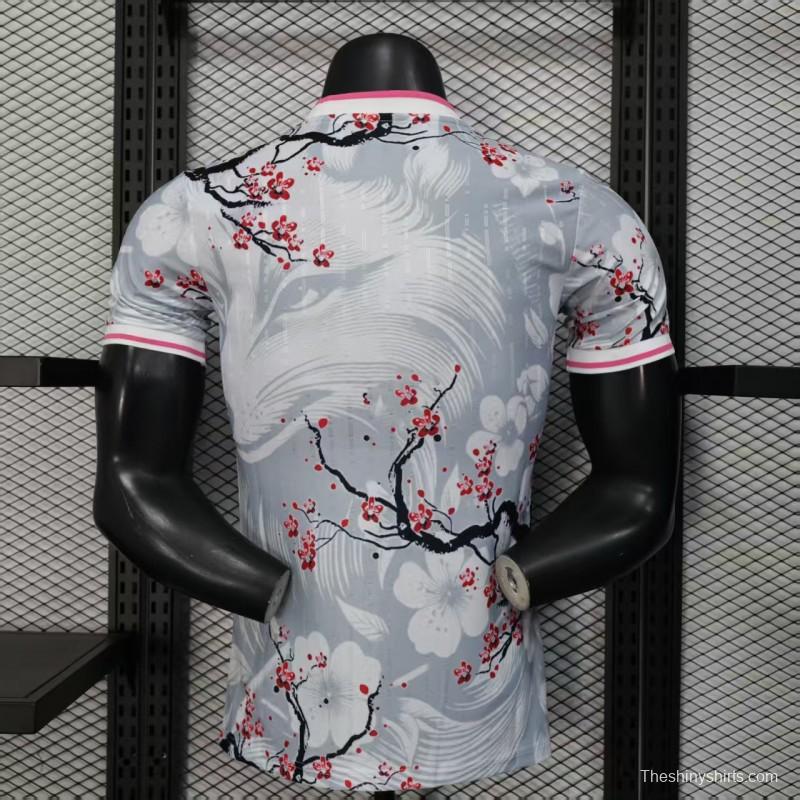 Player Version 2025 Japan White with Fox and Cherry Blossom Pattern Jersey