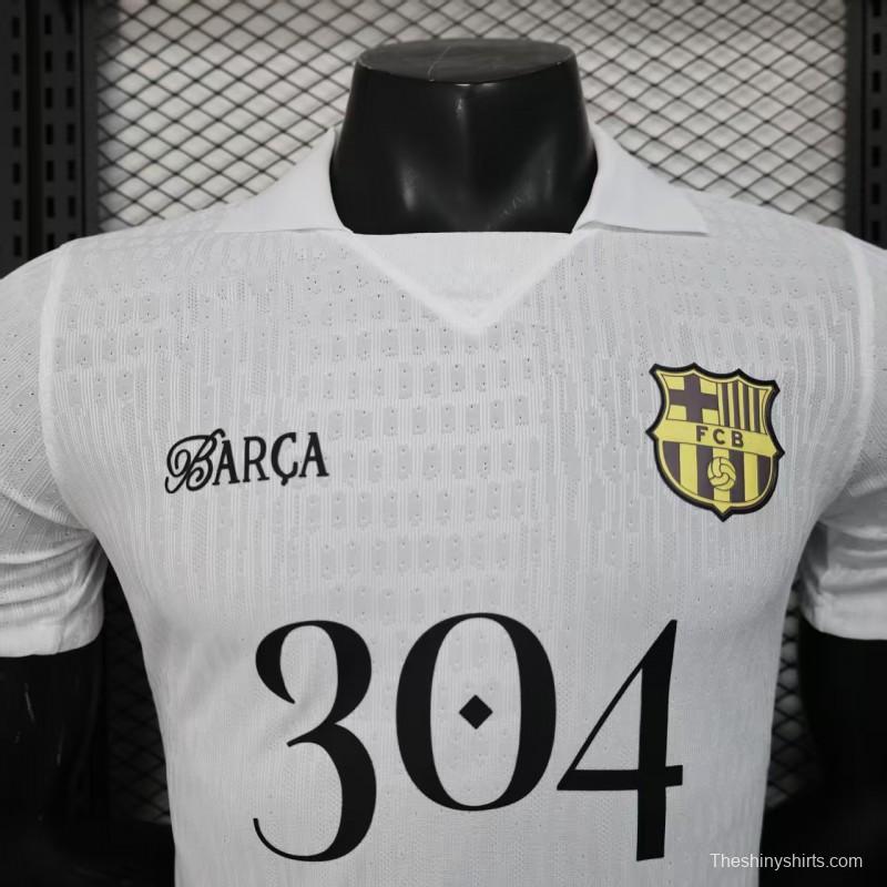 Player Version 25/26 FC Barcelona White Jersey With 304 Sponsor