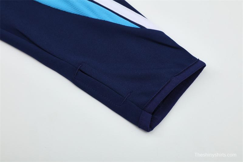 Retro 03/04 Real Madrid Royal Blue Half Zipper Jacket+Long Pants