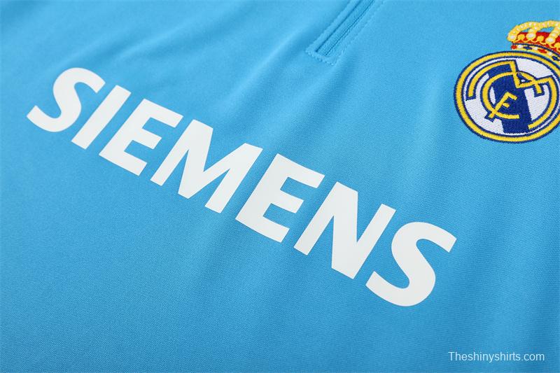 Retro 05/06 Real Madrid Light Blue Half Zipper Jacket+Long Pants