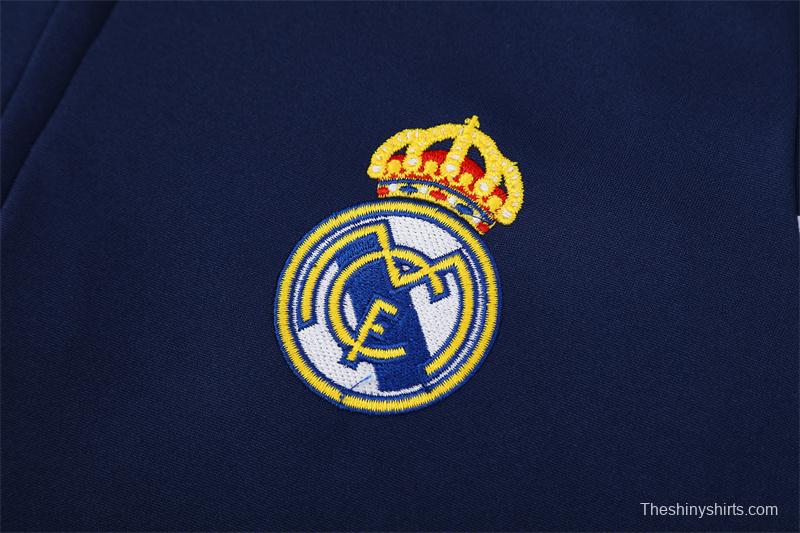 Retro 03/04 Real Madrid Royal Blue Half Zipper Jacket+Long Pants