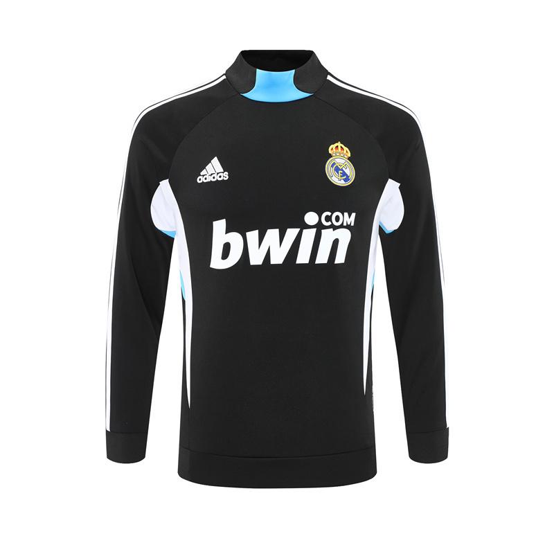 Retro 08/09 Real Madrid Black Half Zipper Jacket+Long Pants