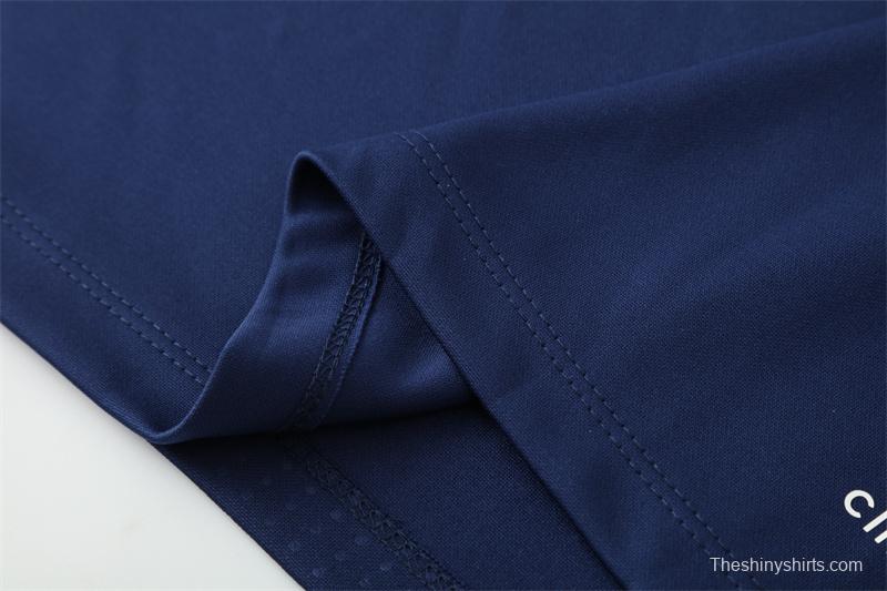 Retro 16/17 Real Madrid Royal Blue Half Zipper Jacket+Long Pants