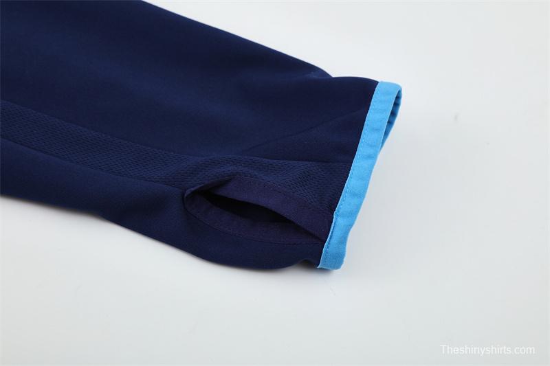 Retro 05/06 Real Madrid Royal Blue Half Zipper Jacket+Long Pants