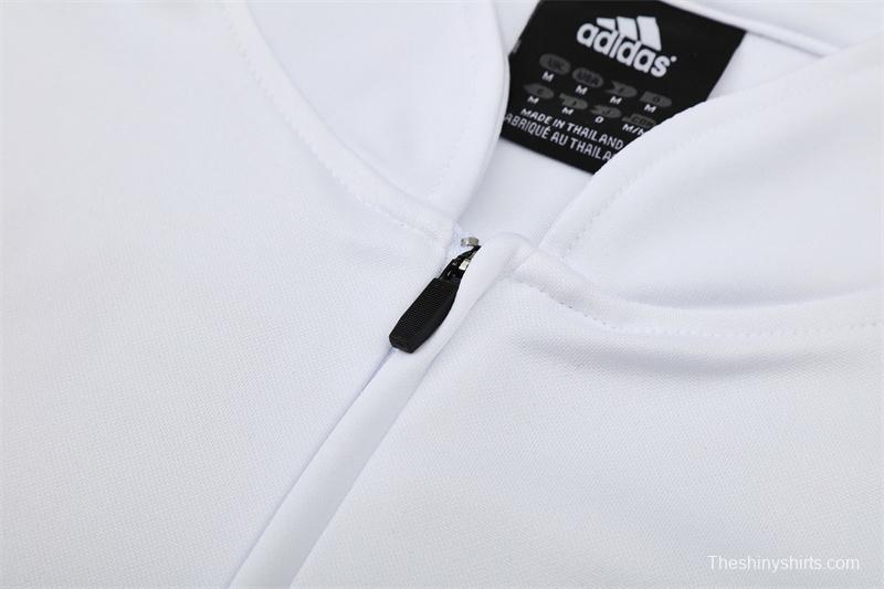 Retro 03/04 Real Madrid White Half Zipper Jacket+Long Pants