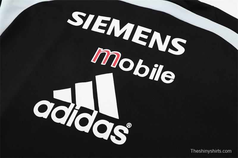 Retro 04/05 Real Madrid Black Half Zipper Jacket+Long Pants