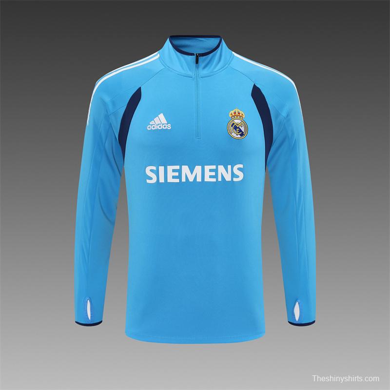 Retro 05/06 Real Madrid Light Blue Half Zipper Jacket+Long Pants