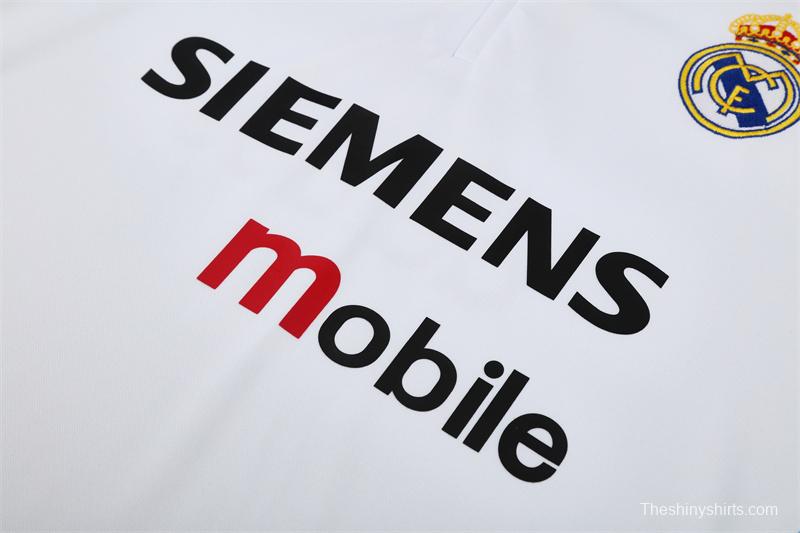 Retro 03/04 Real Madrid White Half Zipper Jacket+Long Pants