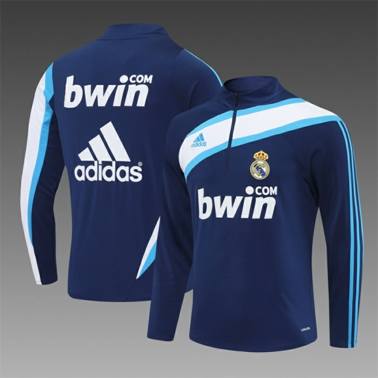Retro 09/10 Real Madrid Royal Blue Half Zipper Jacket+Long Pants