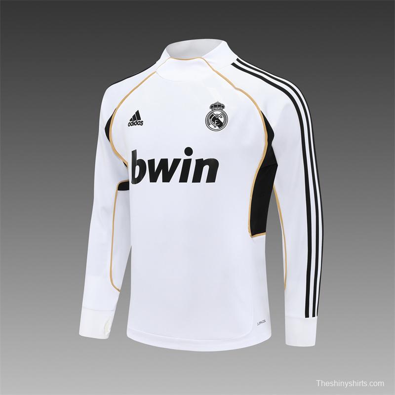 Retro 11/12 Real Madrid White Half Zipper Jacket+Long Pants
