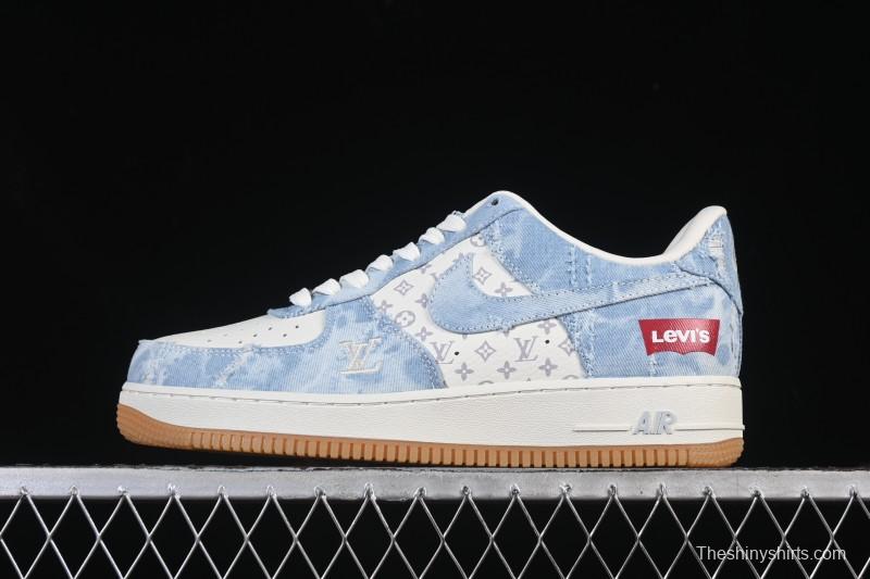 Nike Air Force 1 '07 Low Levi's White Light Blue Casual Sneakers - YF9511-814