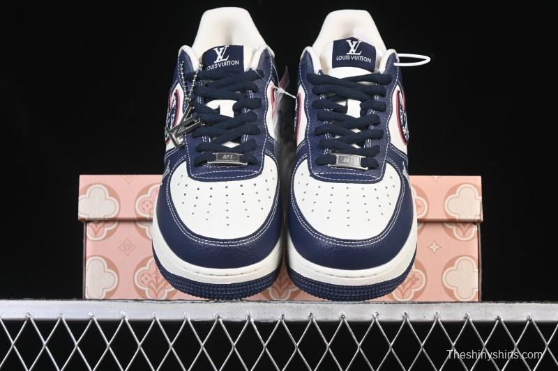 Nike Air Force 1 '07 Low Supreme Collaboration White Blue Wine Red Casual Sneakers - YF9511-801