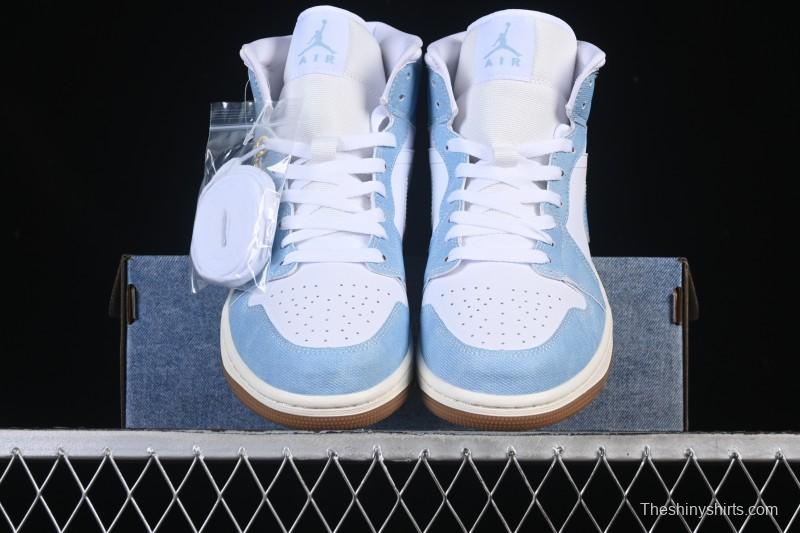 Nike Air Jordan 1 Mid Retro Denim Blue Casual Sneakers - HQ2005-100