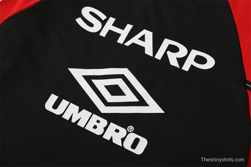 Retro 98/99 Manchester United Black Half Zipper Jacket+Long Pants