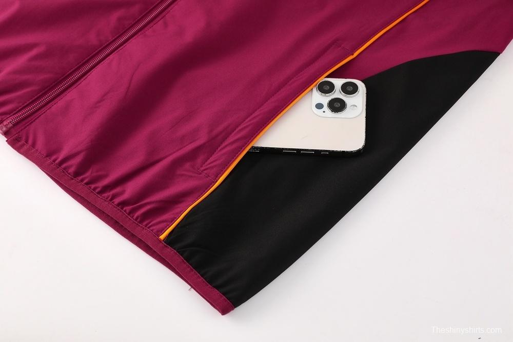 25/26 AS Roma Maroon S-3XL Half Zipper Jacket+Long Pants