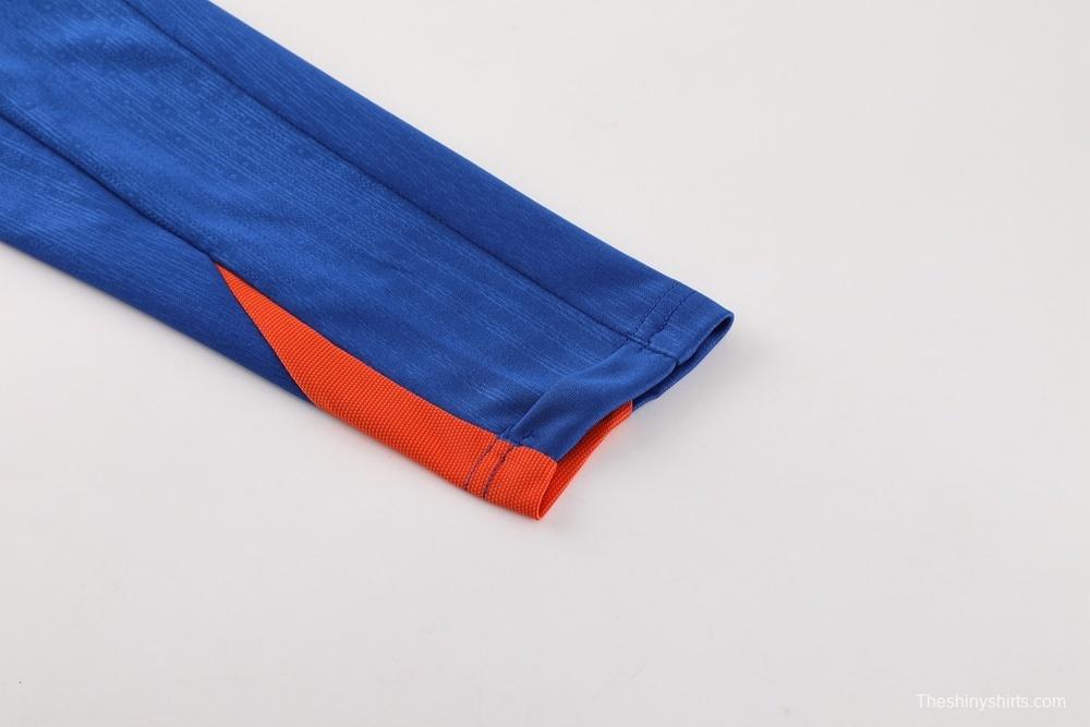 2025 Netherlands Blue Half Zipper Jacket+Long Pants