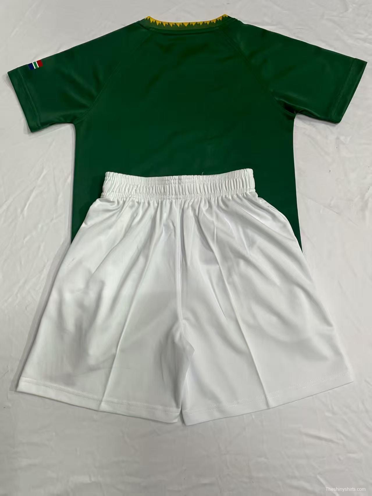 2026 Kids South Africa Home Springboks Green with Gold Trim Rugby Jersey