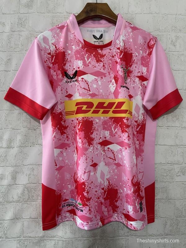 25/26 Harlequins Pink with Flamingo Splatter Pattern Jersey