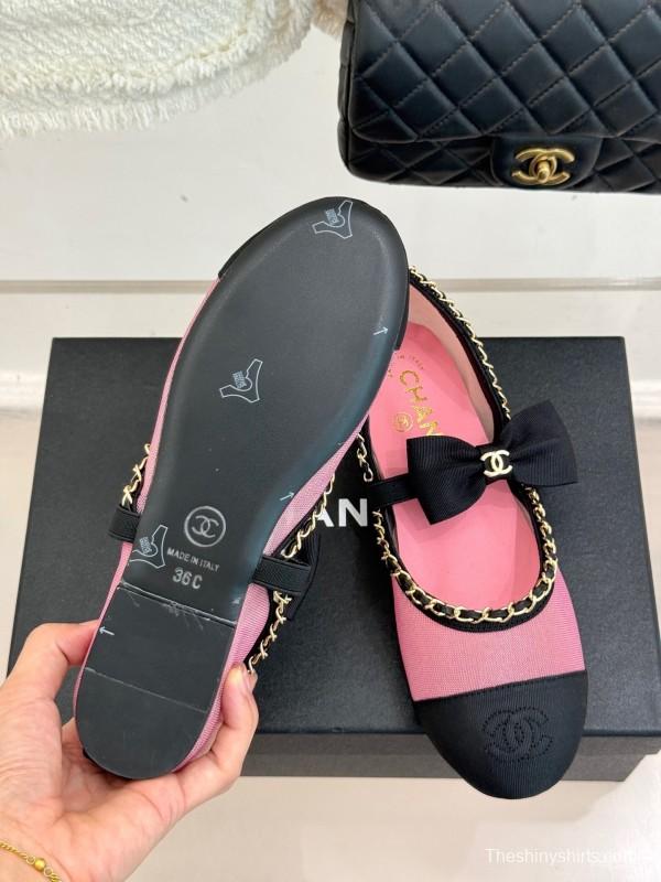 Chanel 2025 SS Hollow Chain Bow Mary Jane Shoes - KFY00290/KFY00300