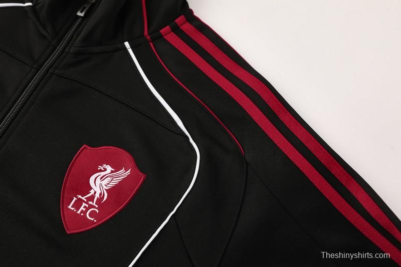 25/26 Liverpool FC Black  Full zipper Jacket Tracksuit+ long pants