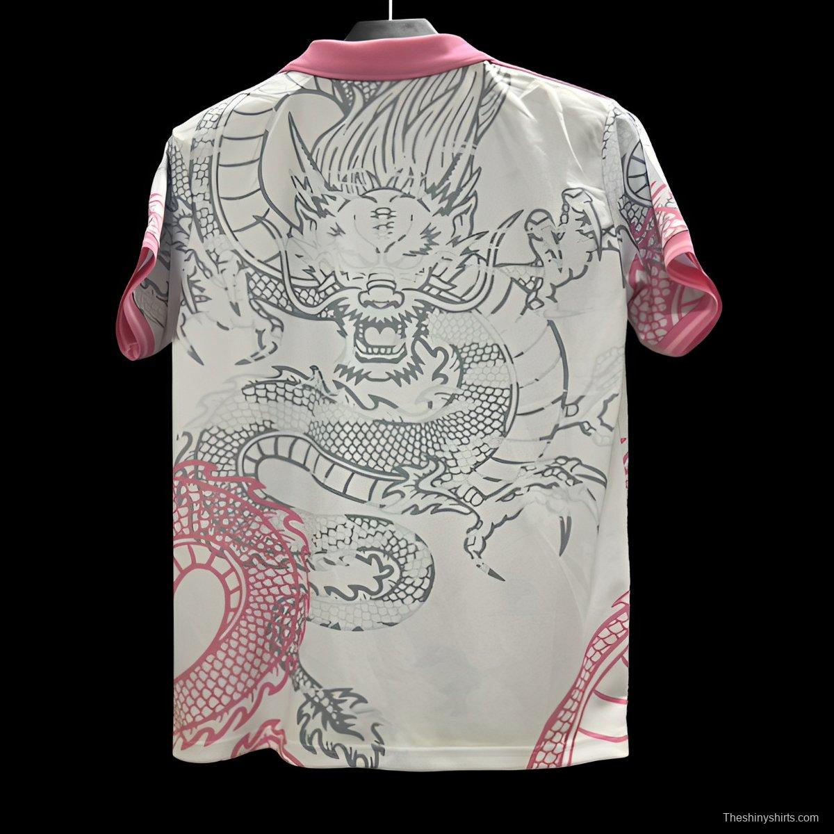 25/26 Real Madrid White with Pink Dragon Design Jersey