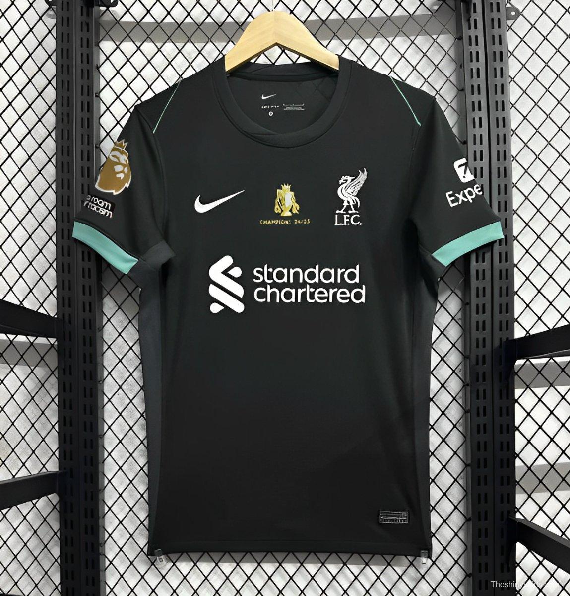 24/25 Liverpool Away Black Jersey With 20 Champions Printing